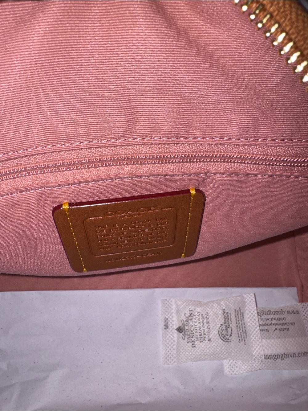 Coach Pink Leather Satchel with Tan Trim and Gold Hardware - Picture 7 of 12